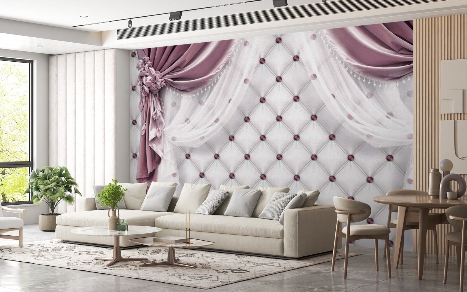 Fotobehang elegante kroonlijsten en parelwitte tinten