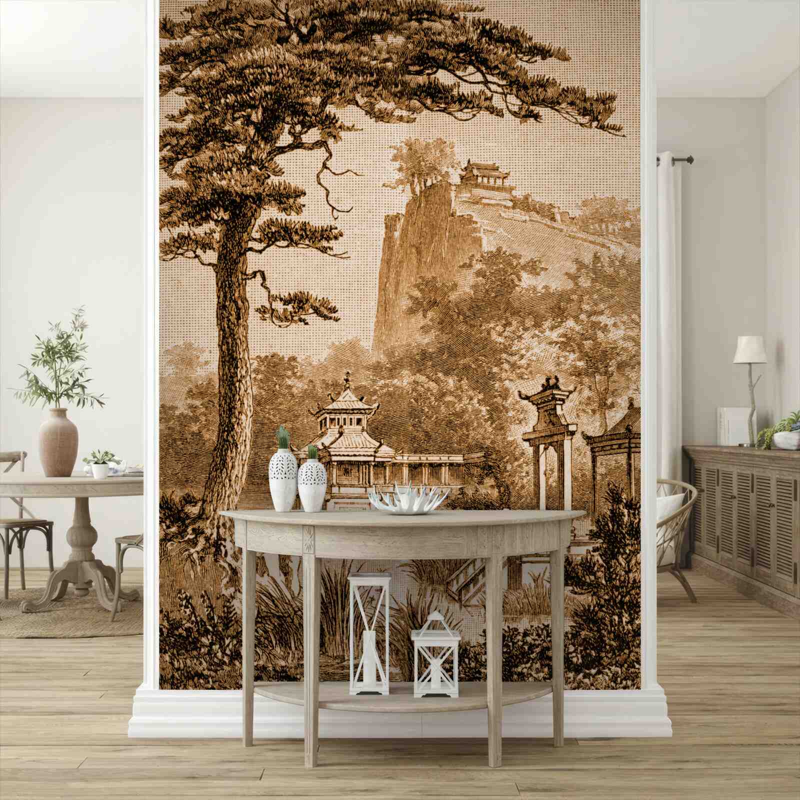 Fotobehang weelderige Chinese tuin