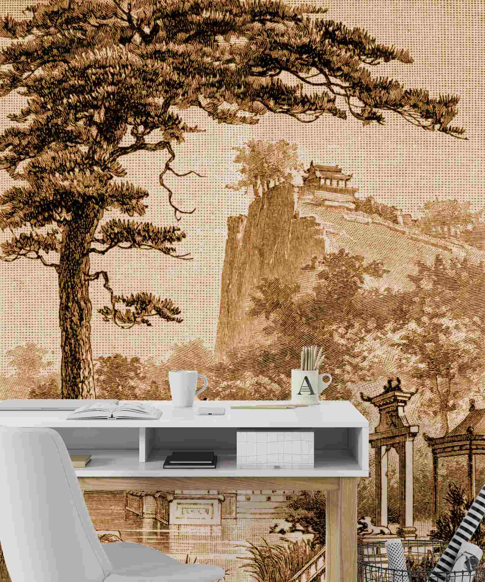 Fotobehang weelderige Chinese tuin