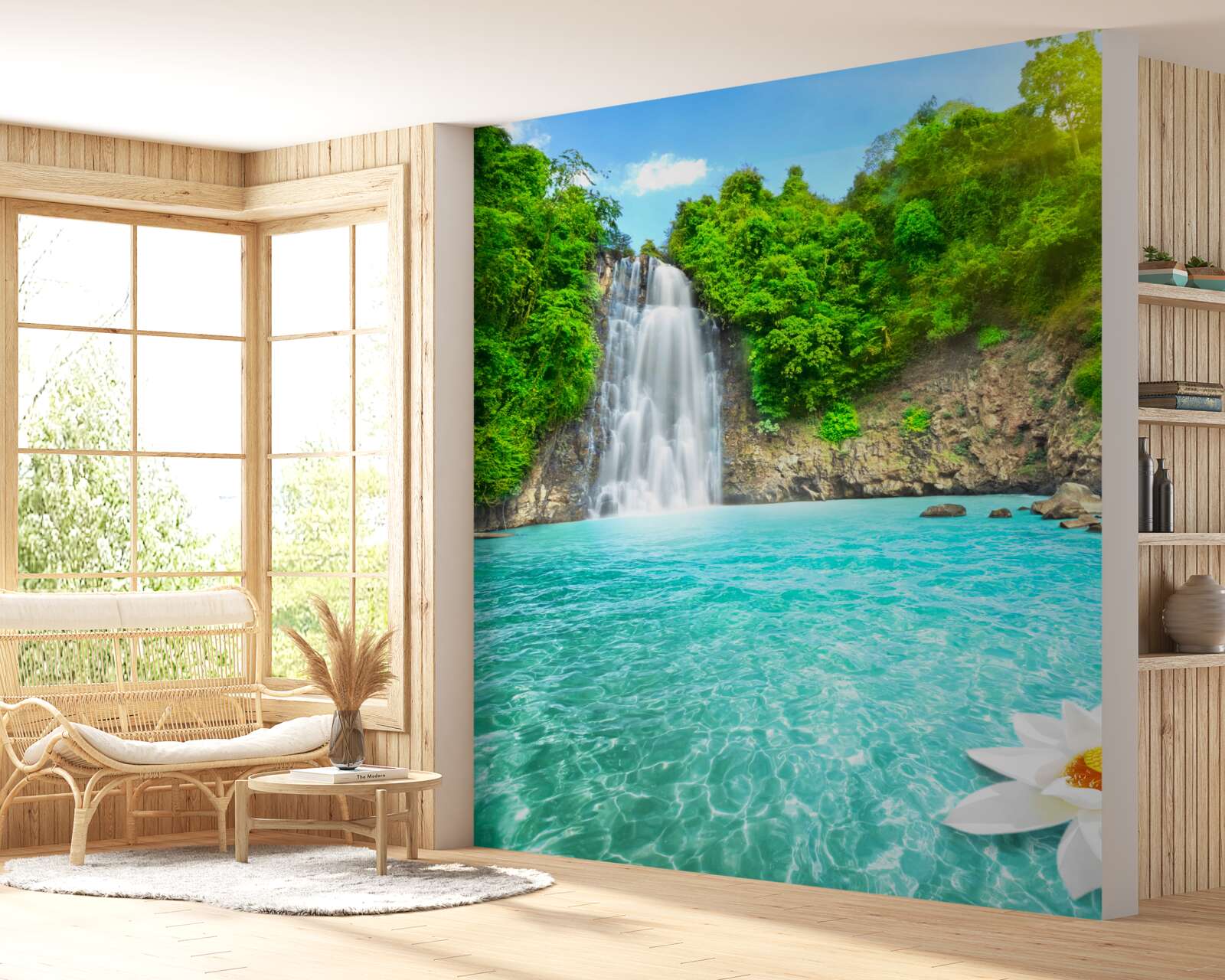 Fotobehang bergwaterval en saffiermeer