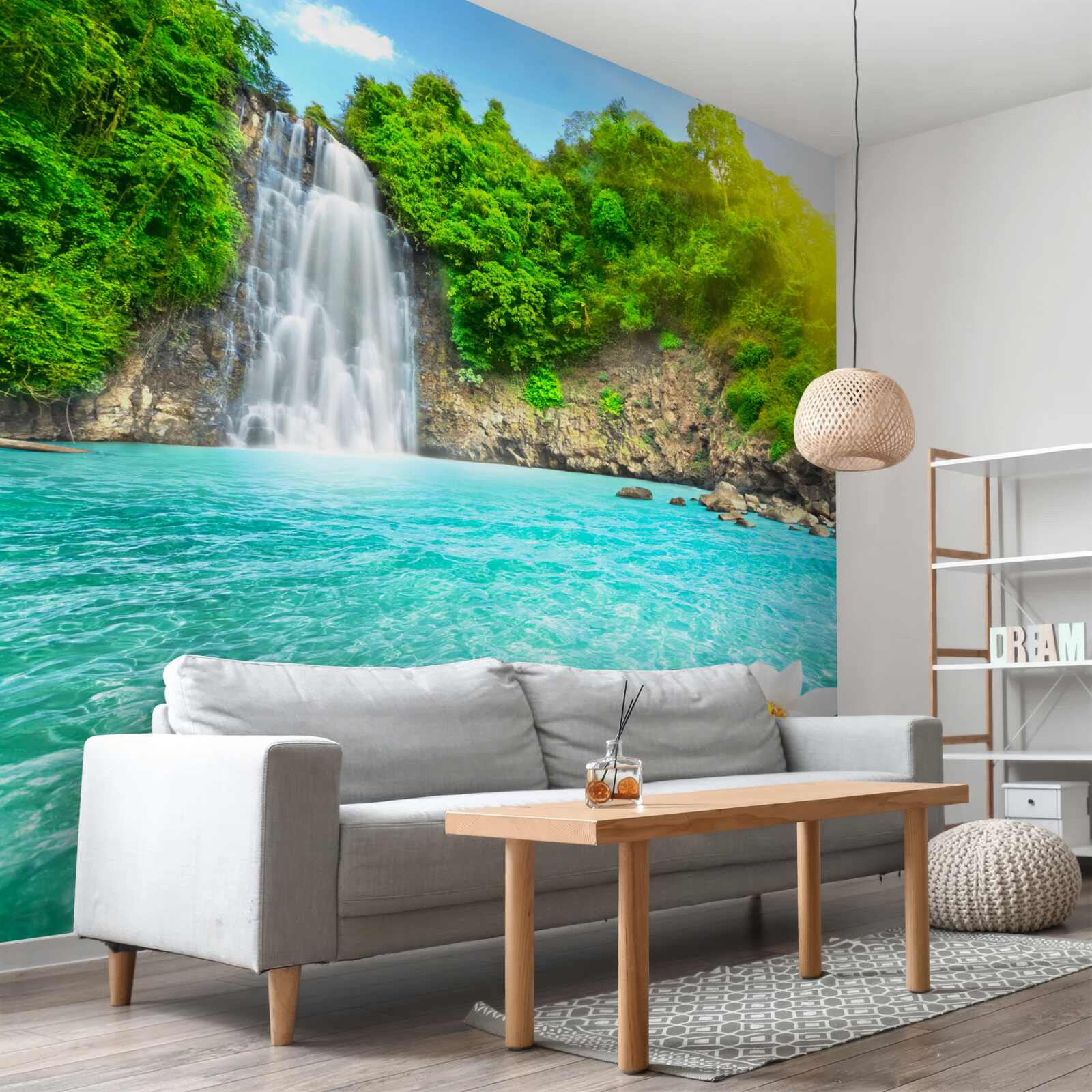 Fotobehang bergwaterval en saffiermeer