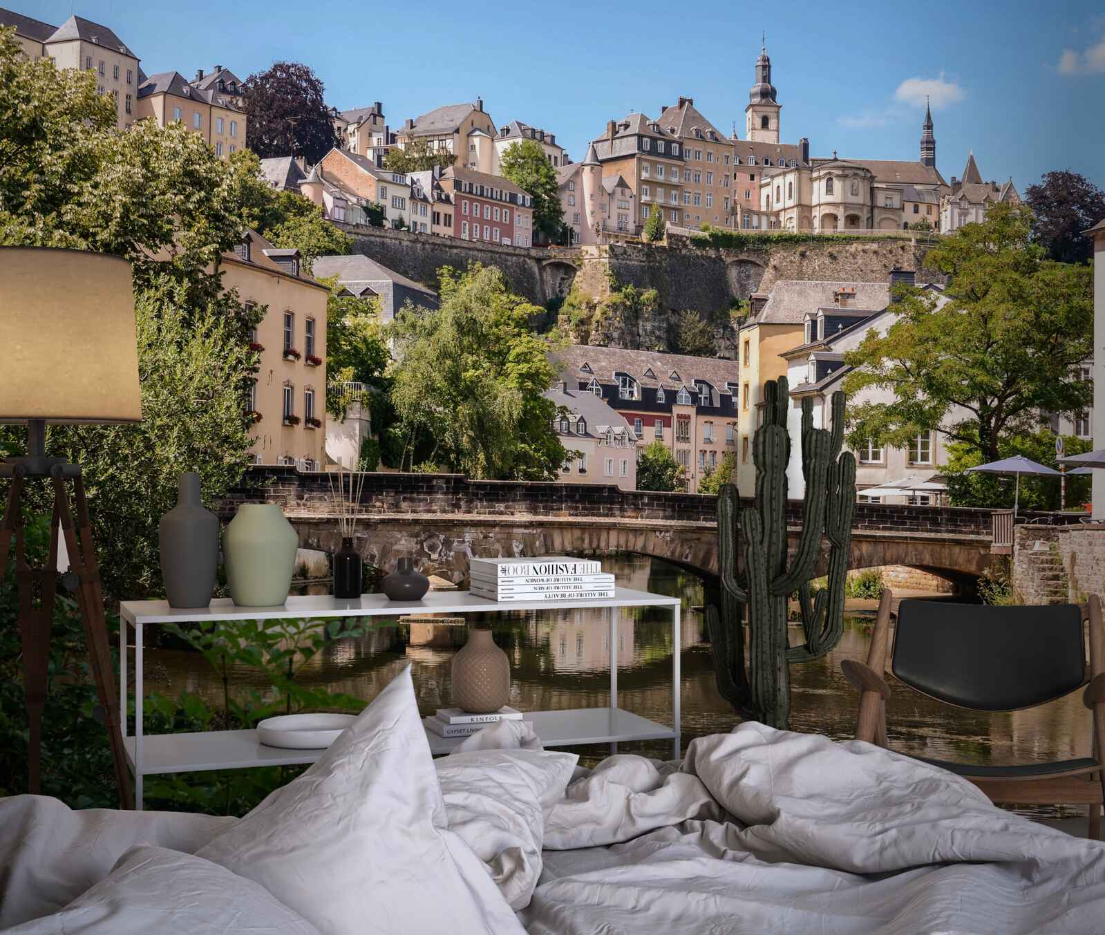 Fotobehang brug over de luxemburgse rivier