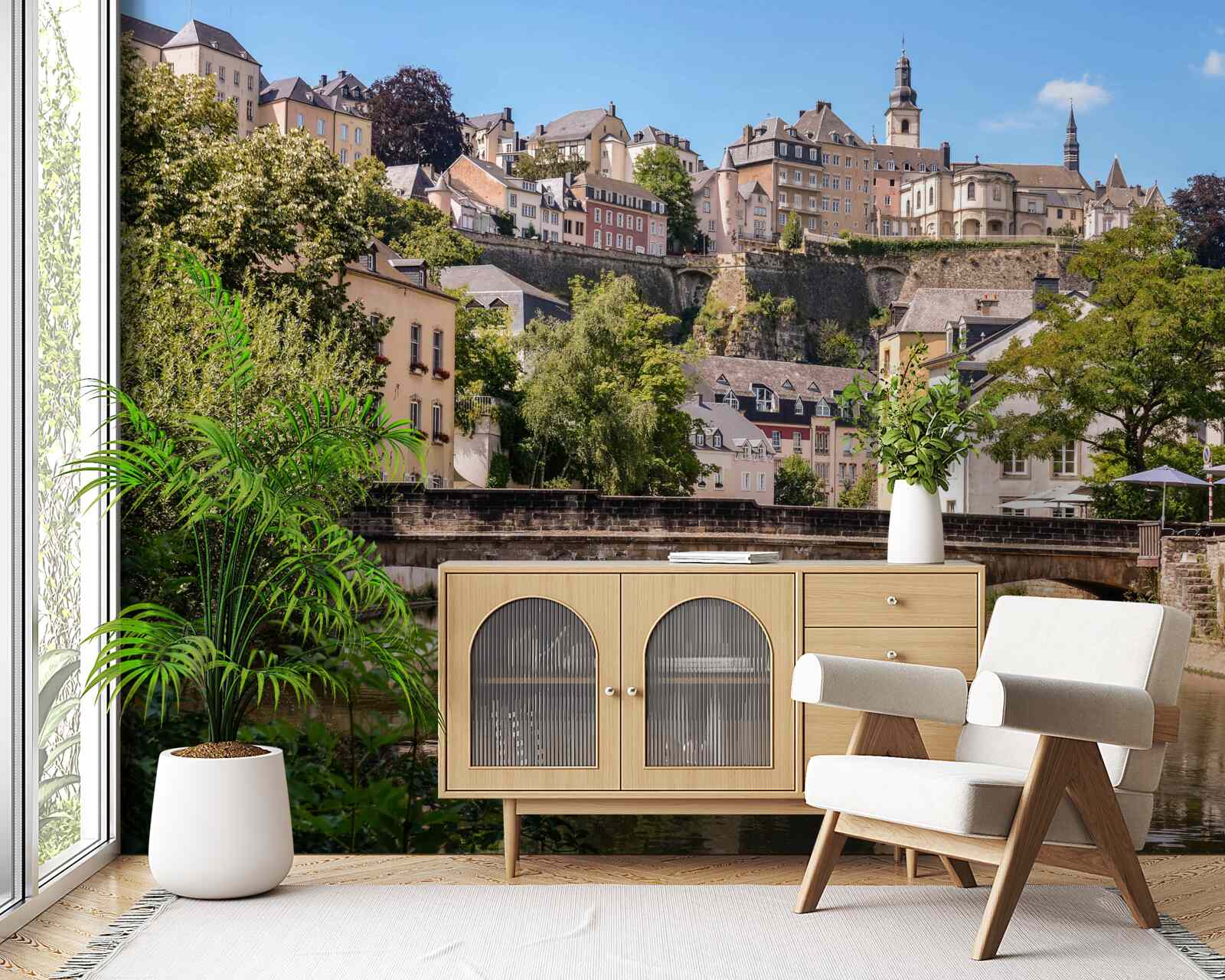 Fotobehang brug over de luxemburgse rivier