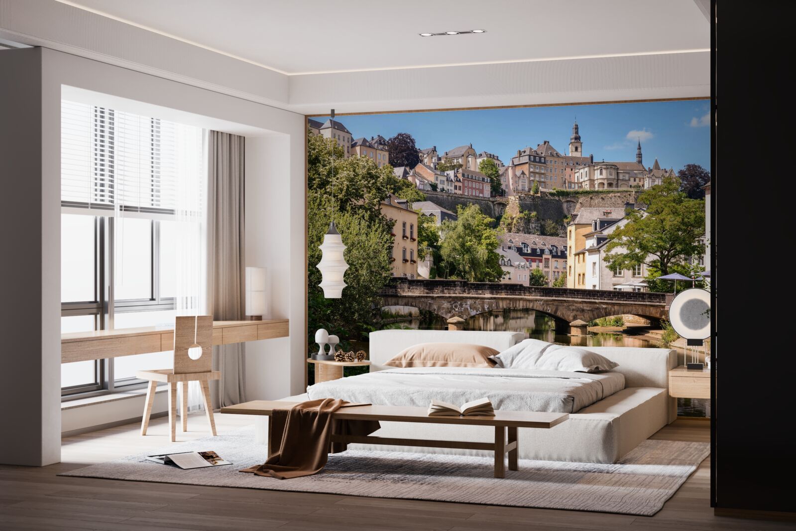 Fotobehang brug over de luxemburgse rivier