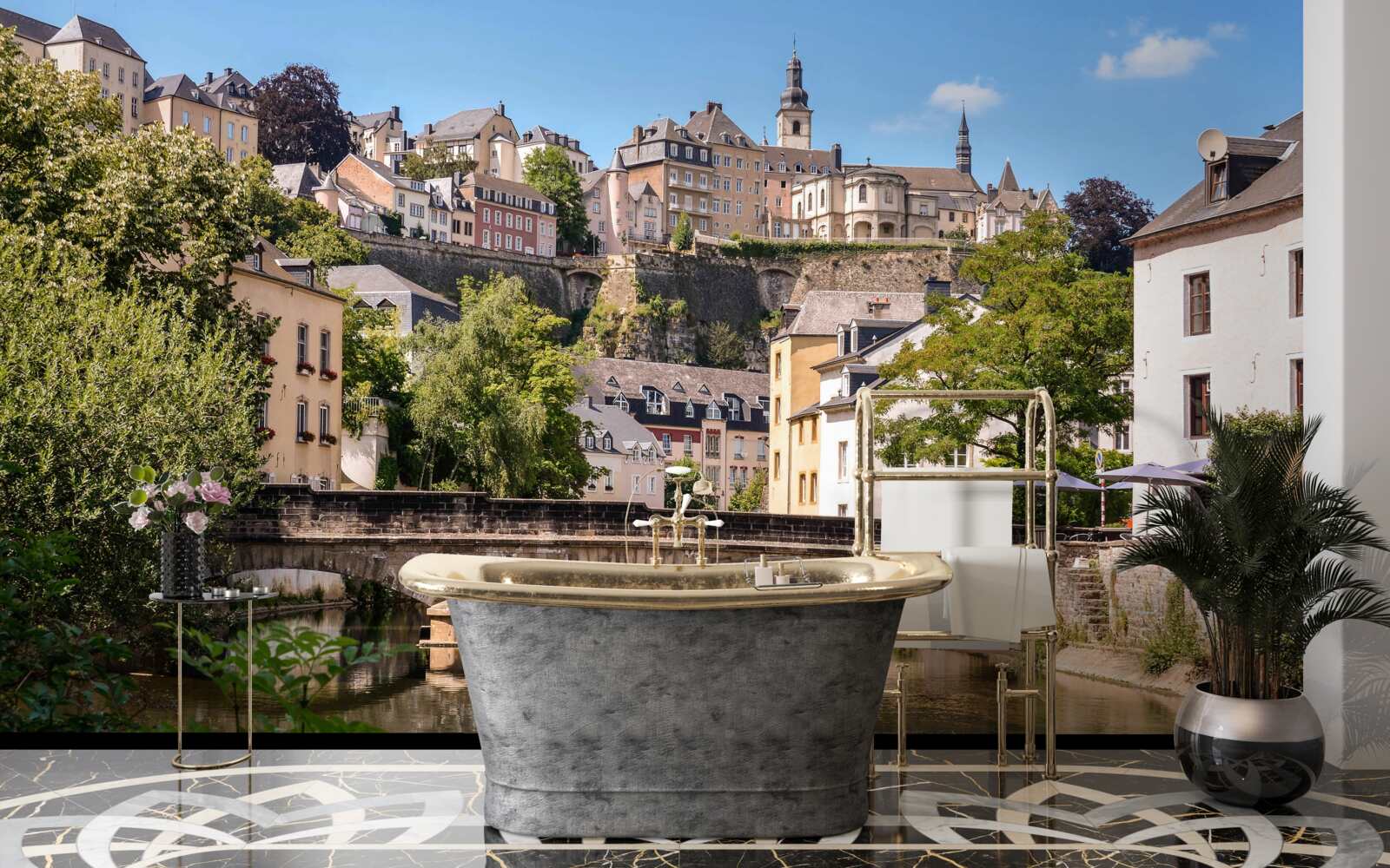 Fotobehang brug over de luxemburgse rivier