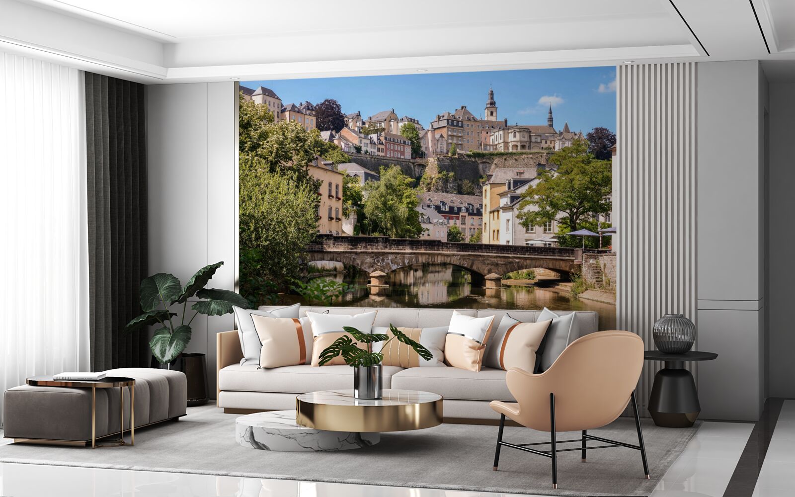 Fotobehang brug over de luxemburgse rivier