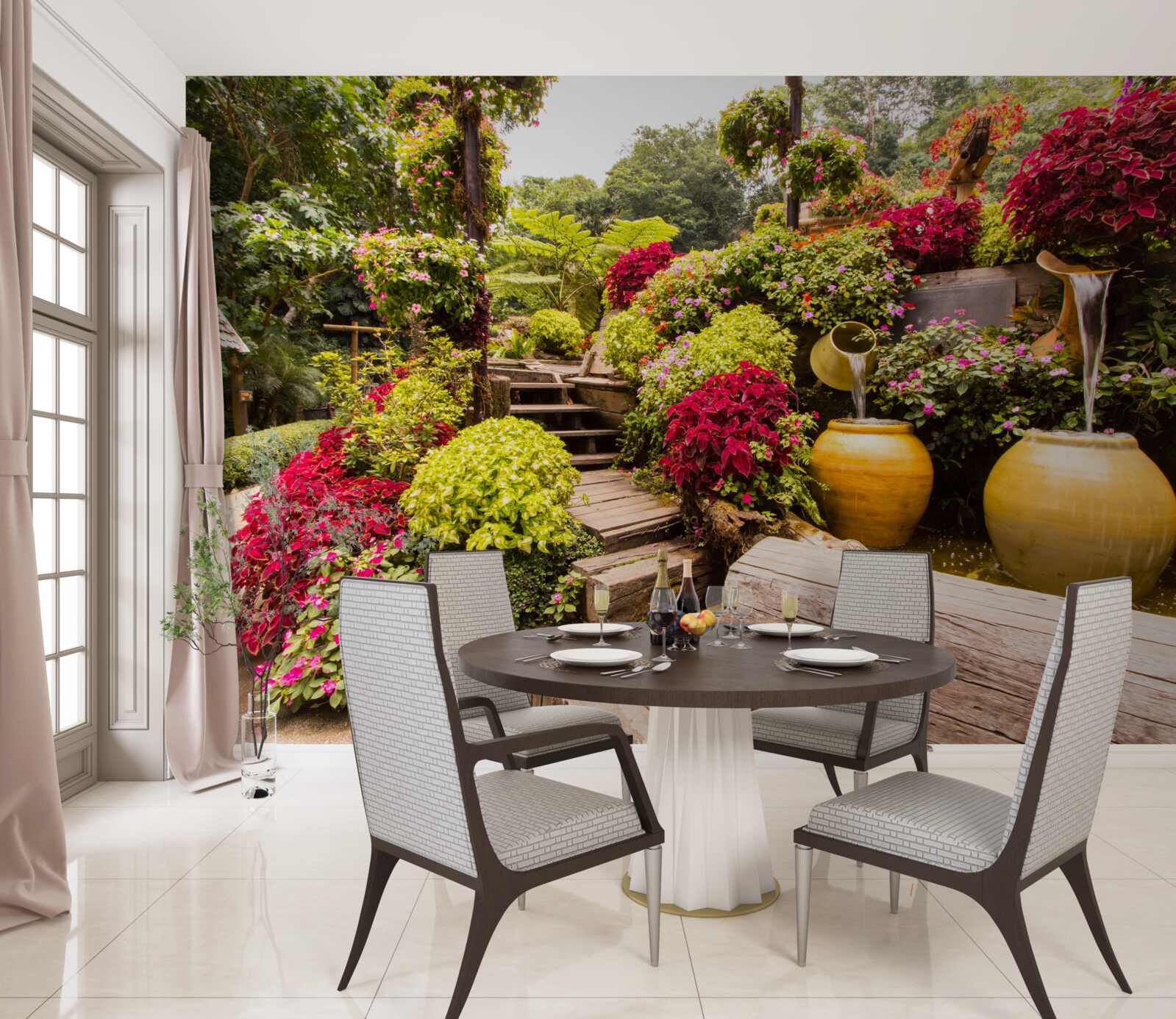 Fotobehang de schoonheid van het landschap gecreëerd door bloemen
