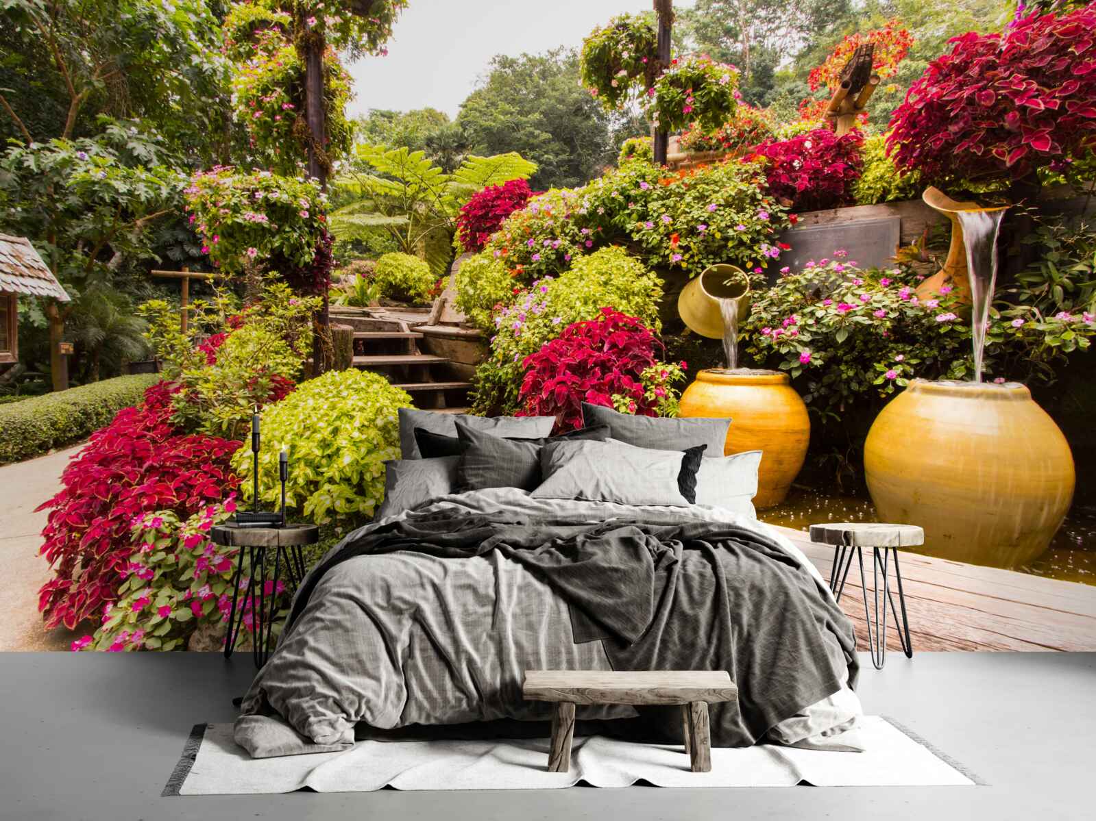 Fotobehang de schoonheid van het landschap gecreëerd door bloemen