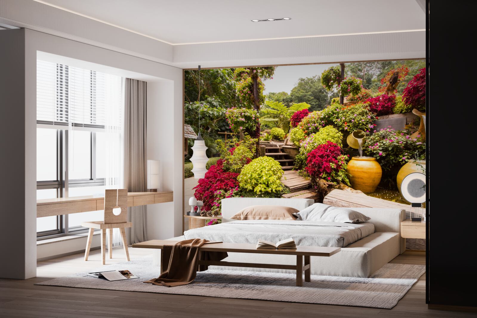 Fotobehang de schoonheid van het landschap gecreëerd door bloemen