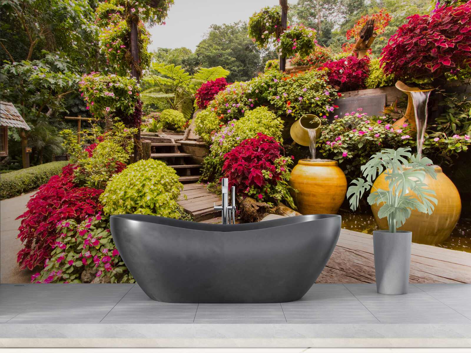 Fotobehang de schoonheid van het landschap gecreëerd door bloemen