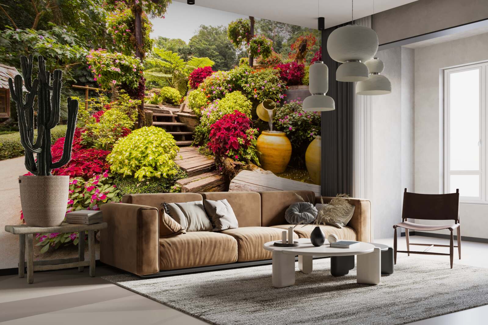 Fotobehang de schoonheid van het landschap gecreëerd door bloemen