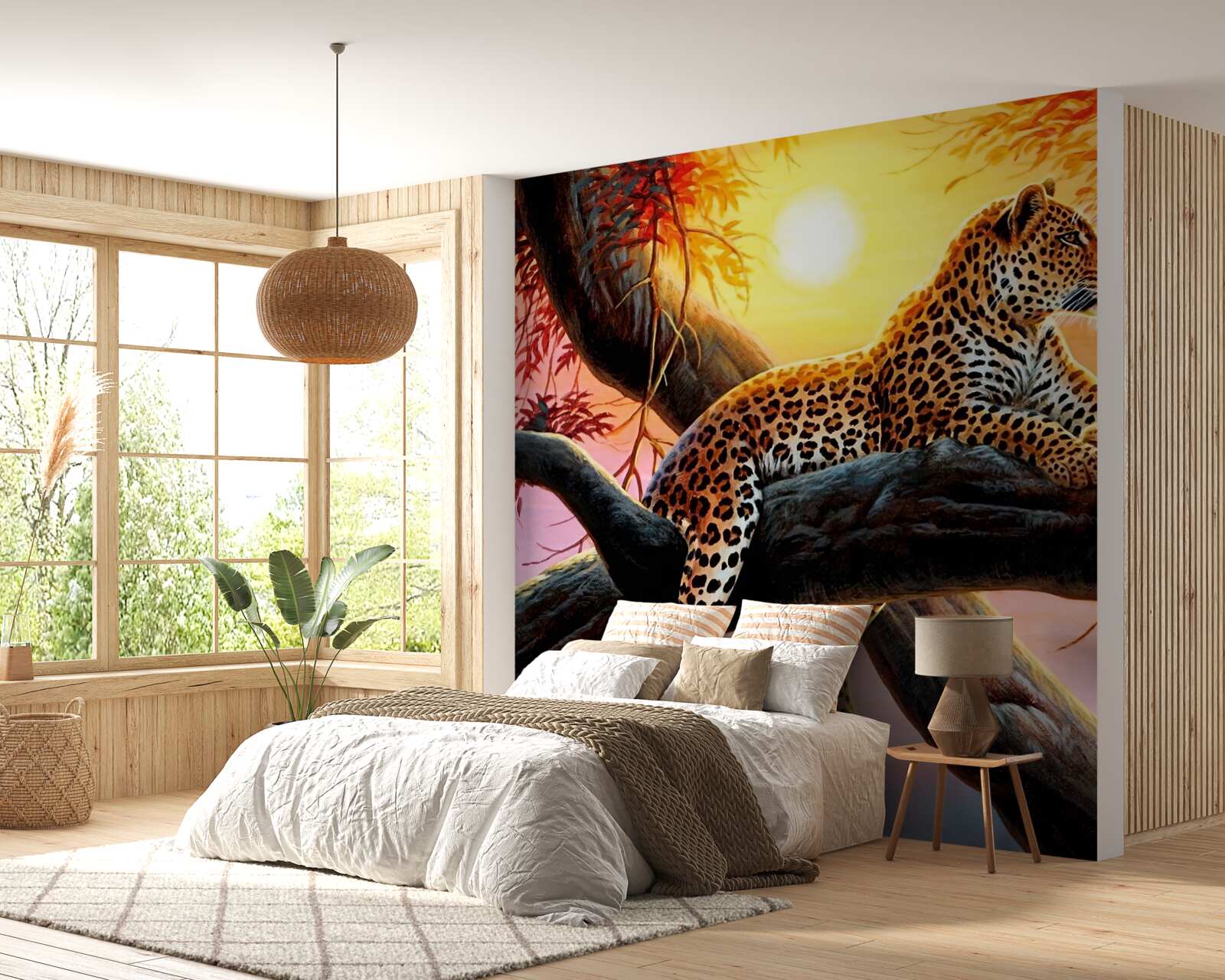 Fotobehang luipaard ontspant bij zonsopgang