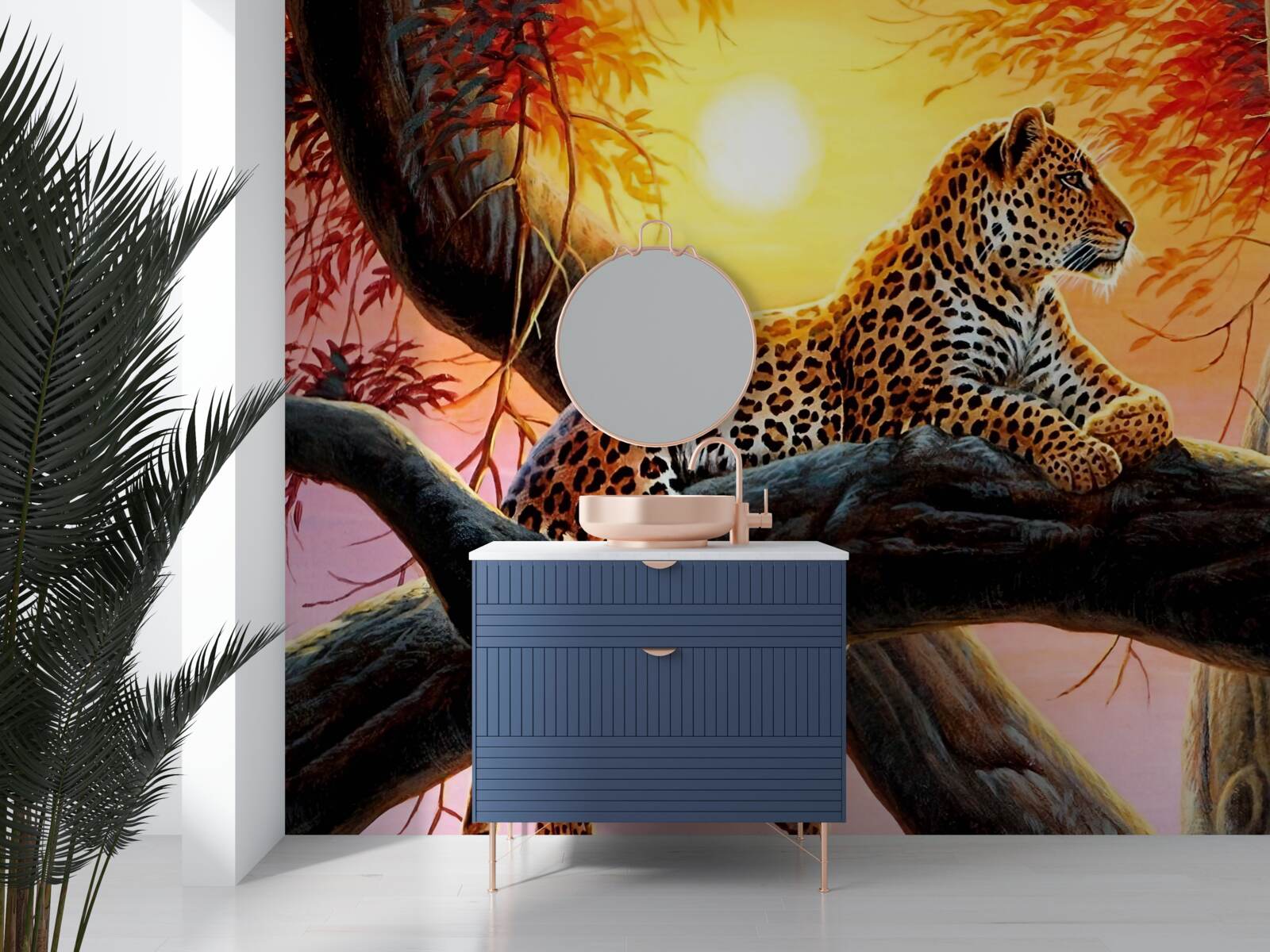 Fotobehang luipaard ontspant bij zonsopgang