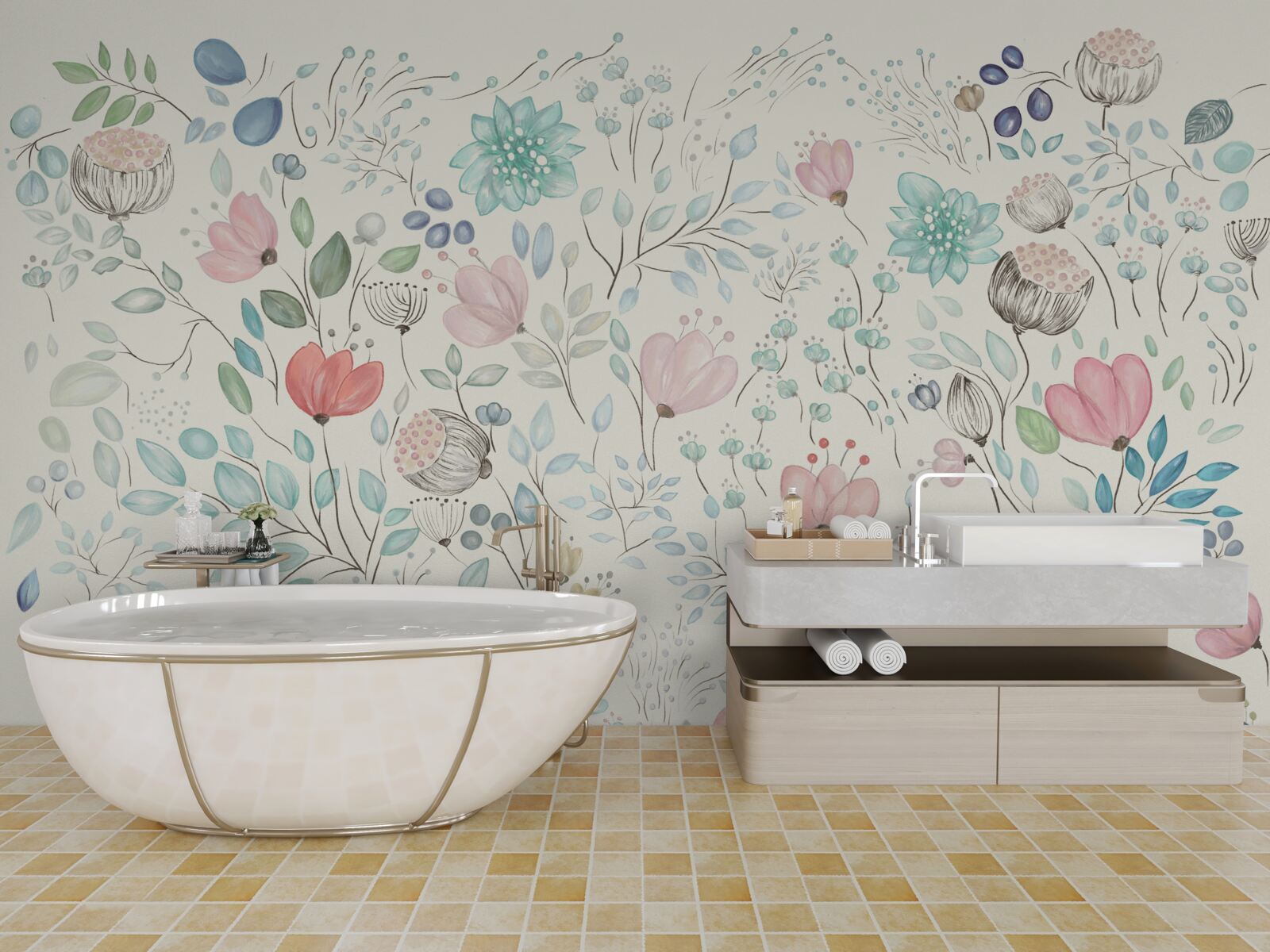 Fotobehang kleine delicate knoppen