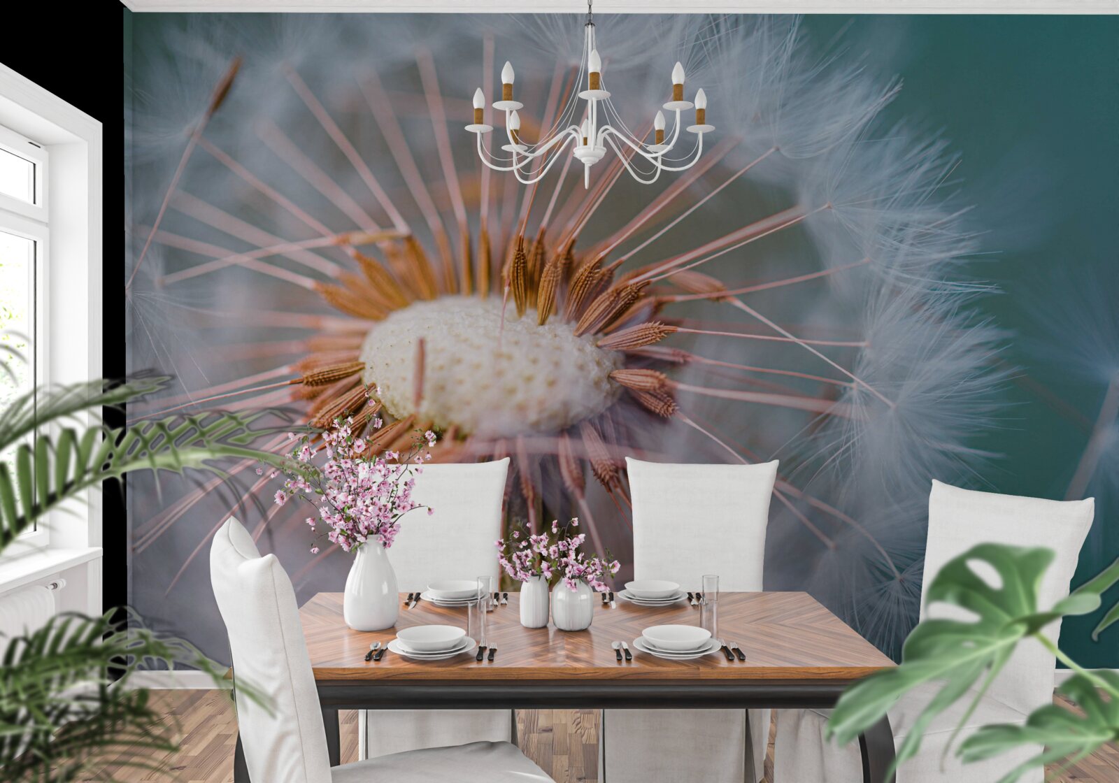 Fotobehang reis van het paardebloemblaadje