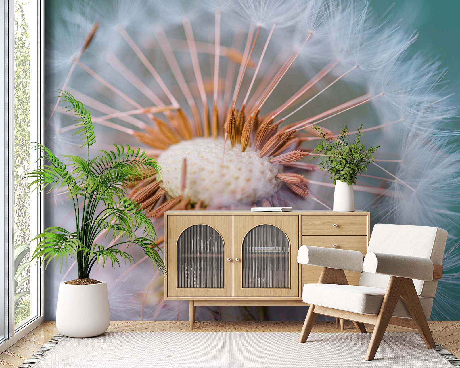 Fotobehang reis van het paardebloemblaadje