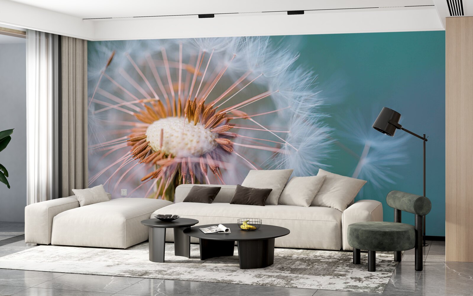 Fotobehang reis van het paardebloemblaadje