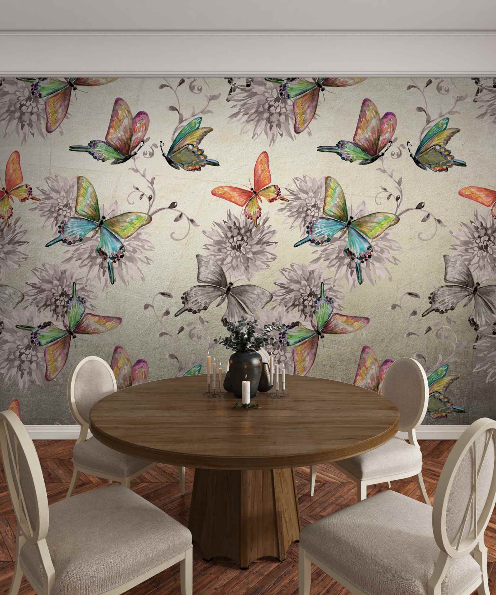 Fotobehang er zijn veel vlinders, allemaal in verschillende kleuren