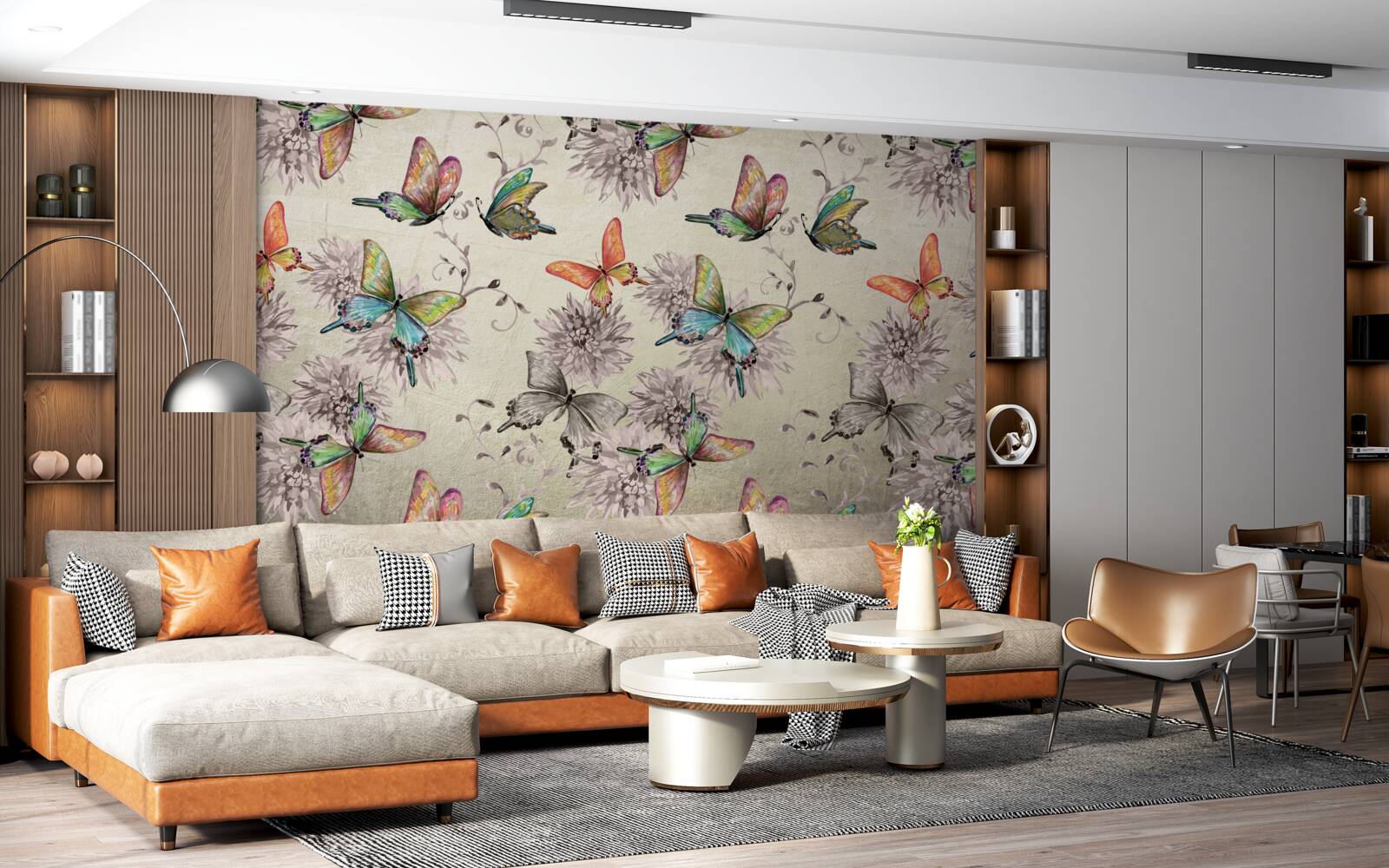 Fotobehang er zijn veel vlinders, allemaal in verschillende kleuren