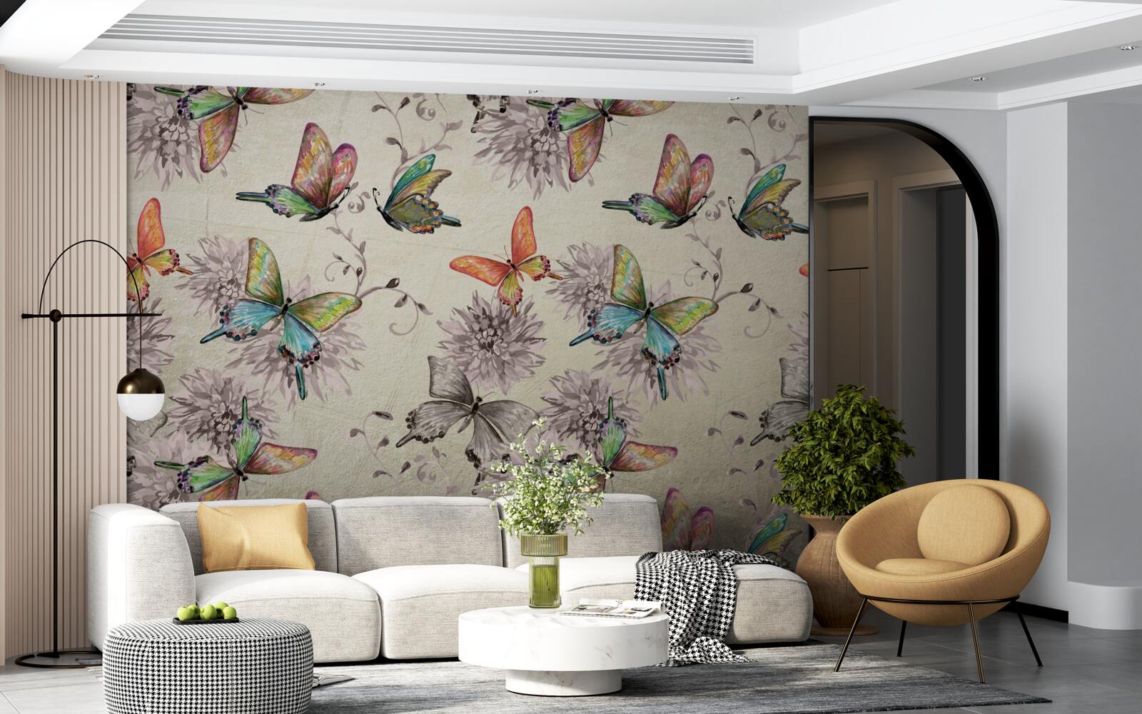 Fotobehang er zijn veel vlinders, allemaal in verschillende kleuren