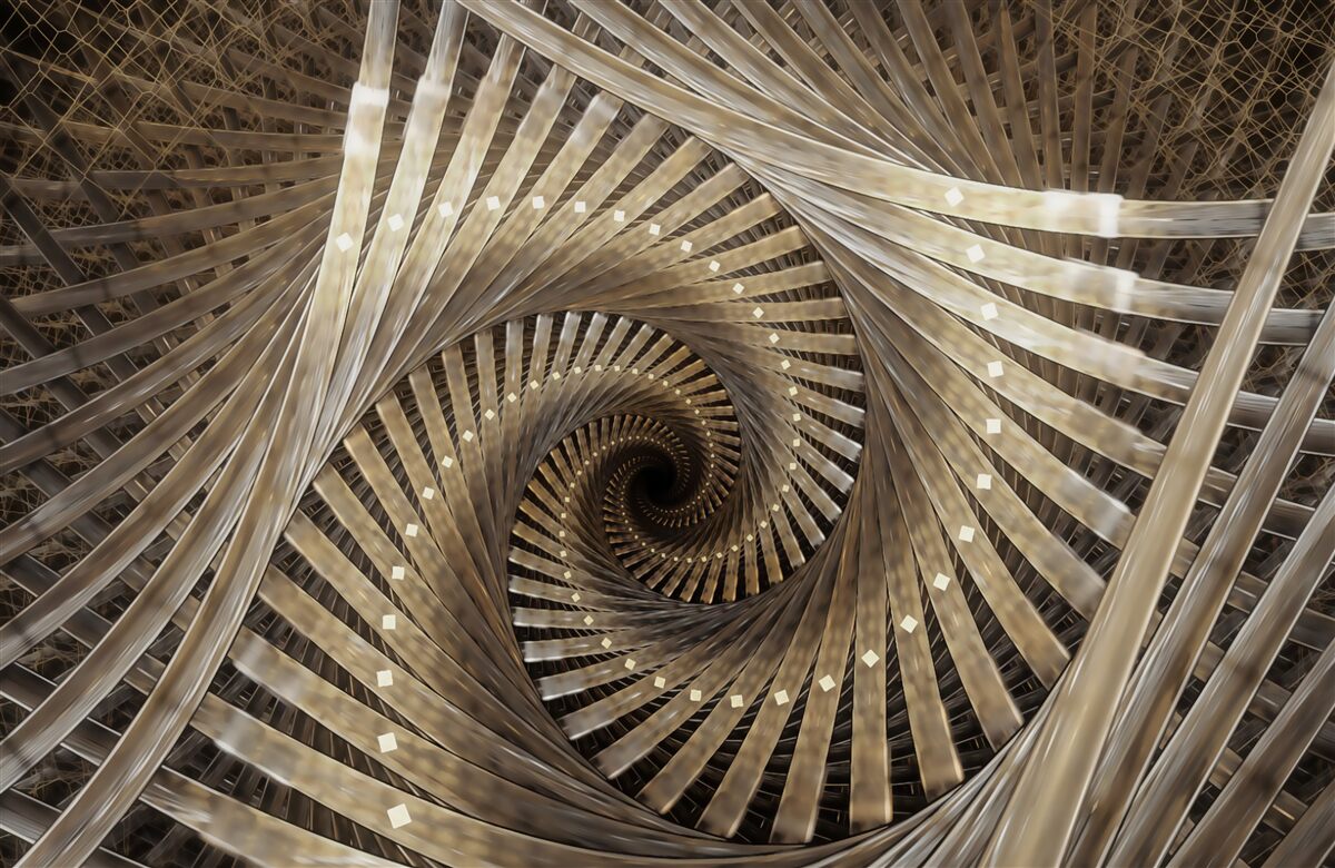 Fotobehang de ronde trap is zichtbaar in het perspectief