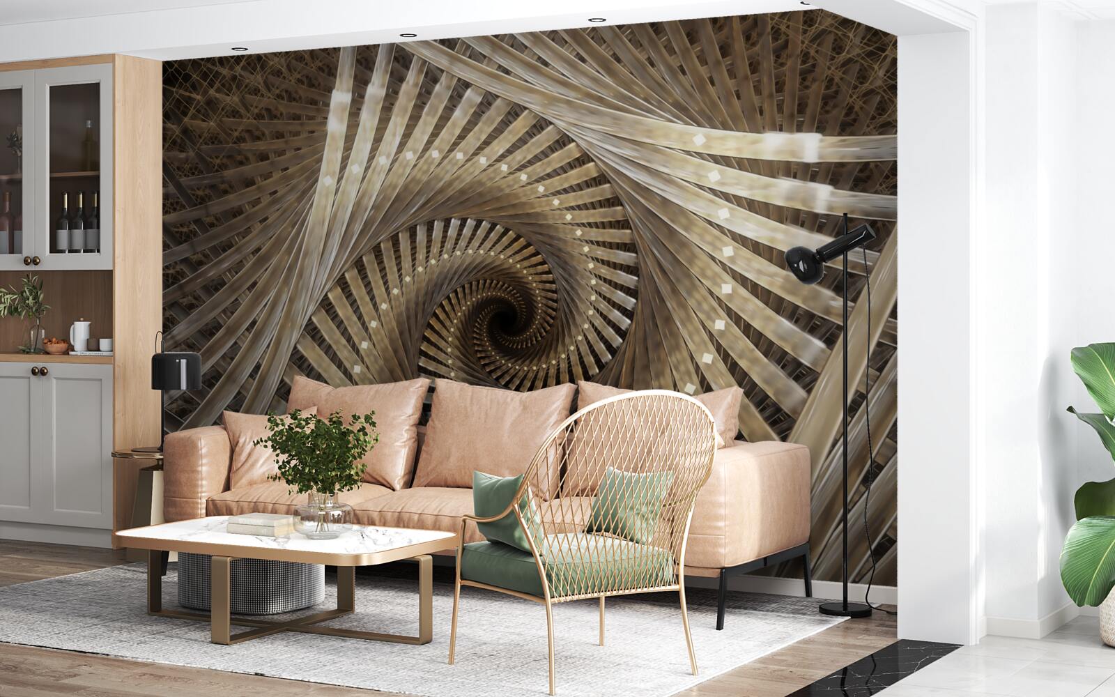 Fotobehang de ronde trap is zichtbaar in het perspectief