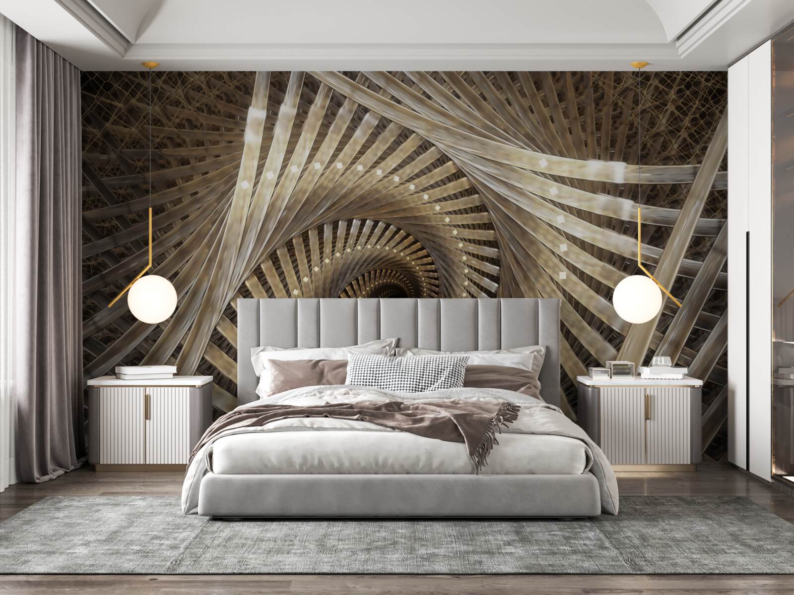 Fotobehang de ronde trap is zichtbaar in het perspectief