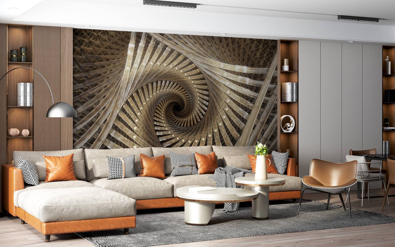 Fotobehang de ronde trap is zichtbaar in het perspectief