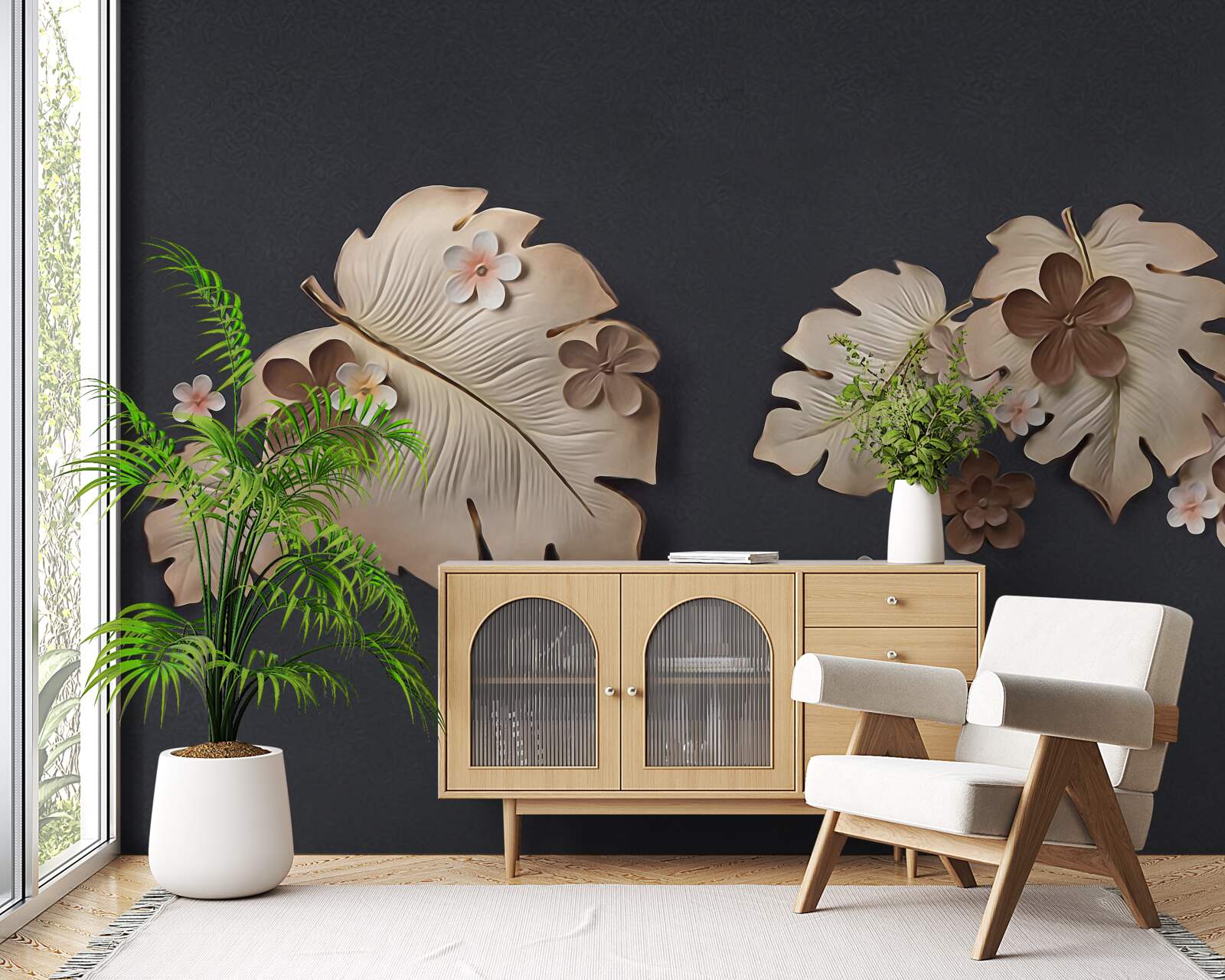 Fotobehang samenstelling van bruine bladeren