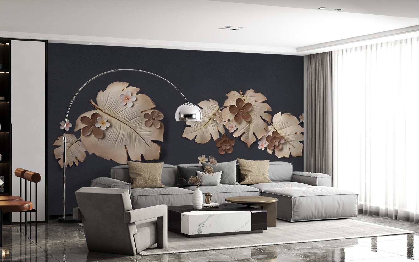 Fotobehang samenstelling van bruine bladeren