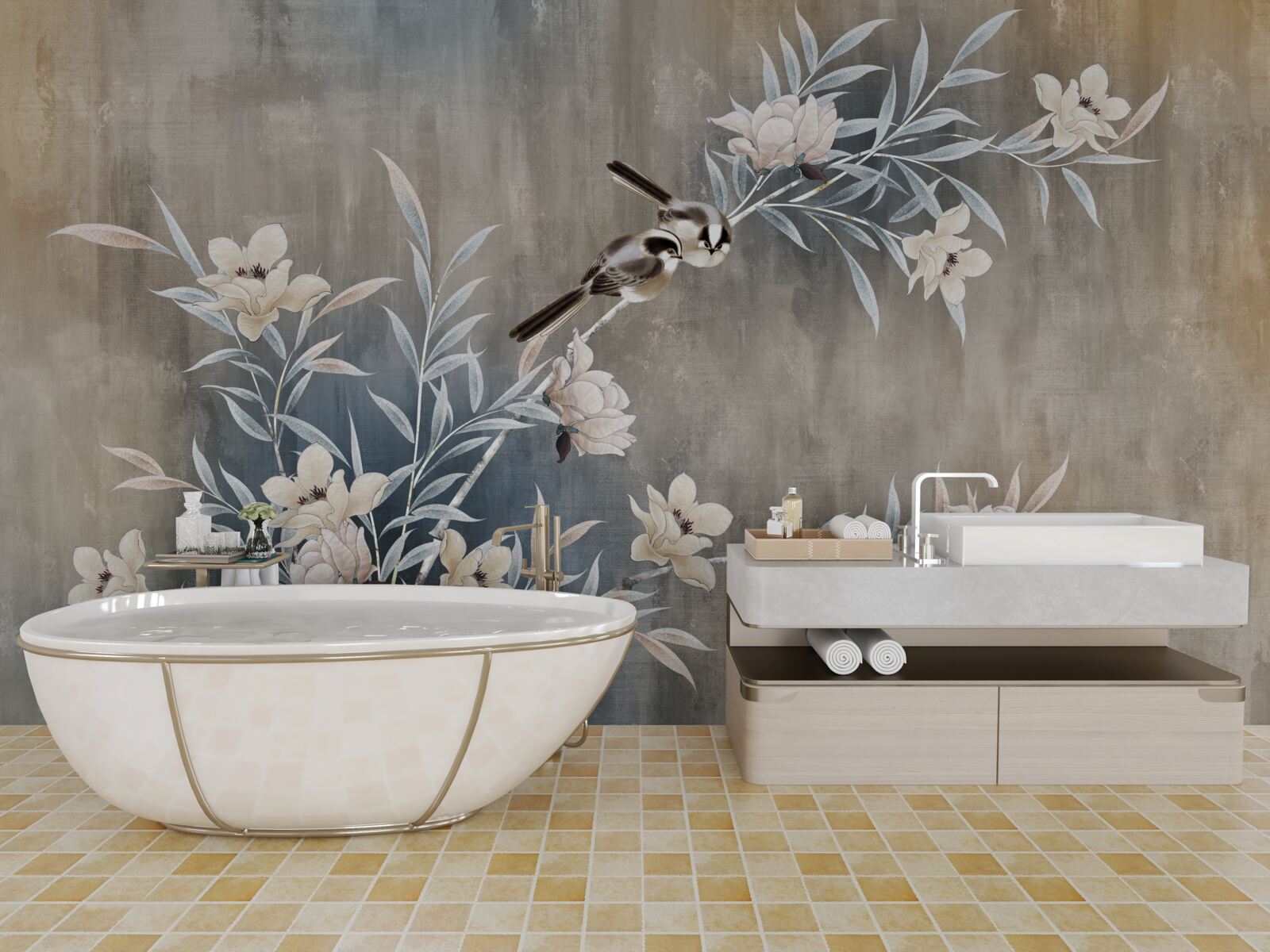 Fotobehang herfst weide bloemen