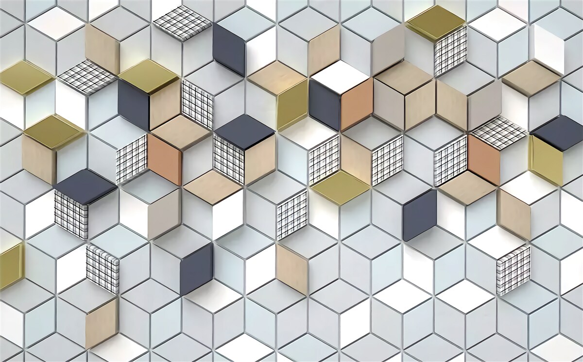 Fotobehang kubische volumetrische vormen