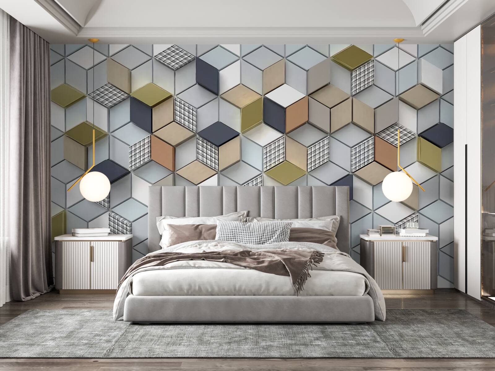 Fotobehang kubische volumetrische vormen