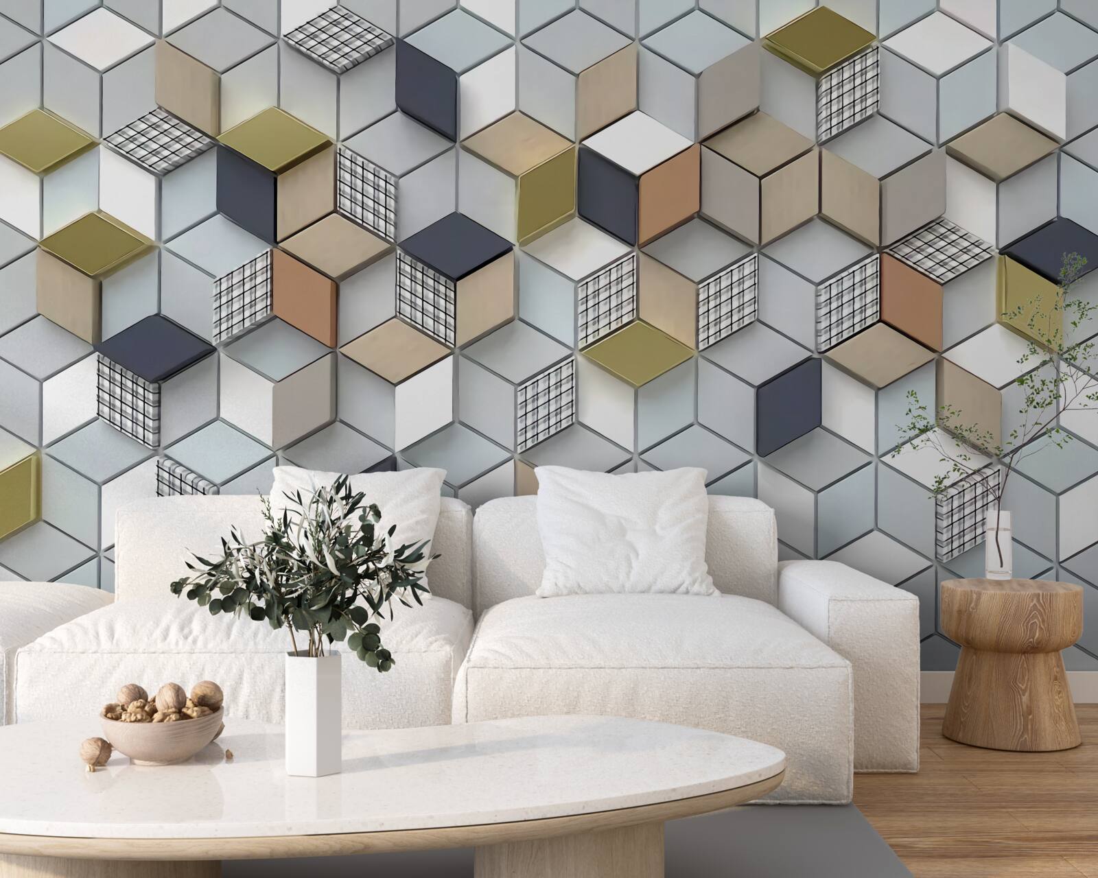 Fotobehang kubische volumetrische vormen