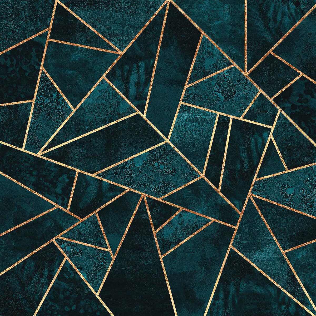 Fotobehang mozaïek in smaragd- en goudtinten