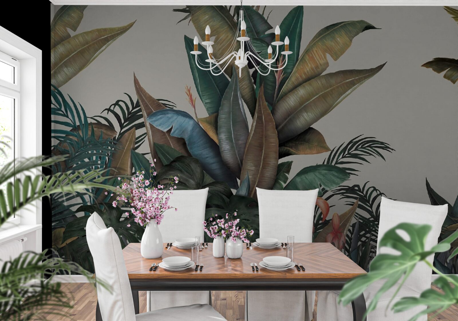 Fotobehang varen in een stortbui