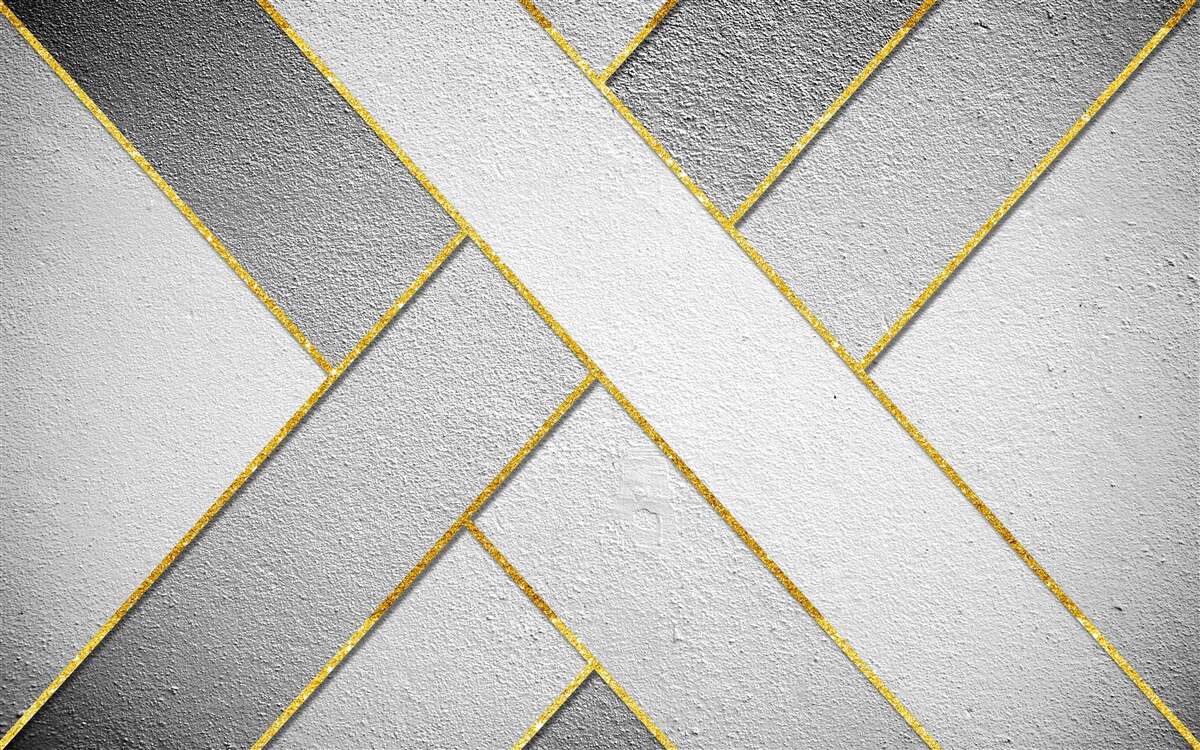 Fotobehang gouden rechte lijnen op een grijze achtergrond