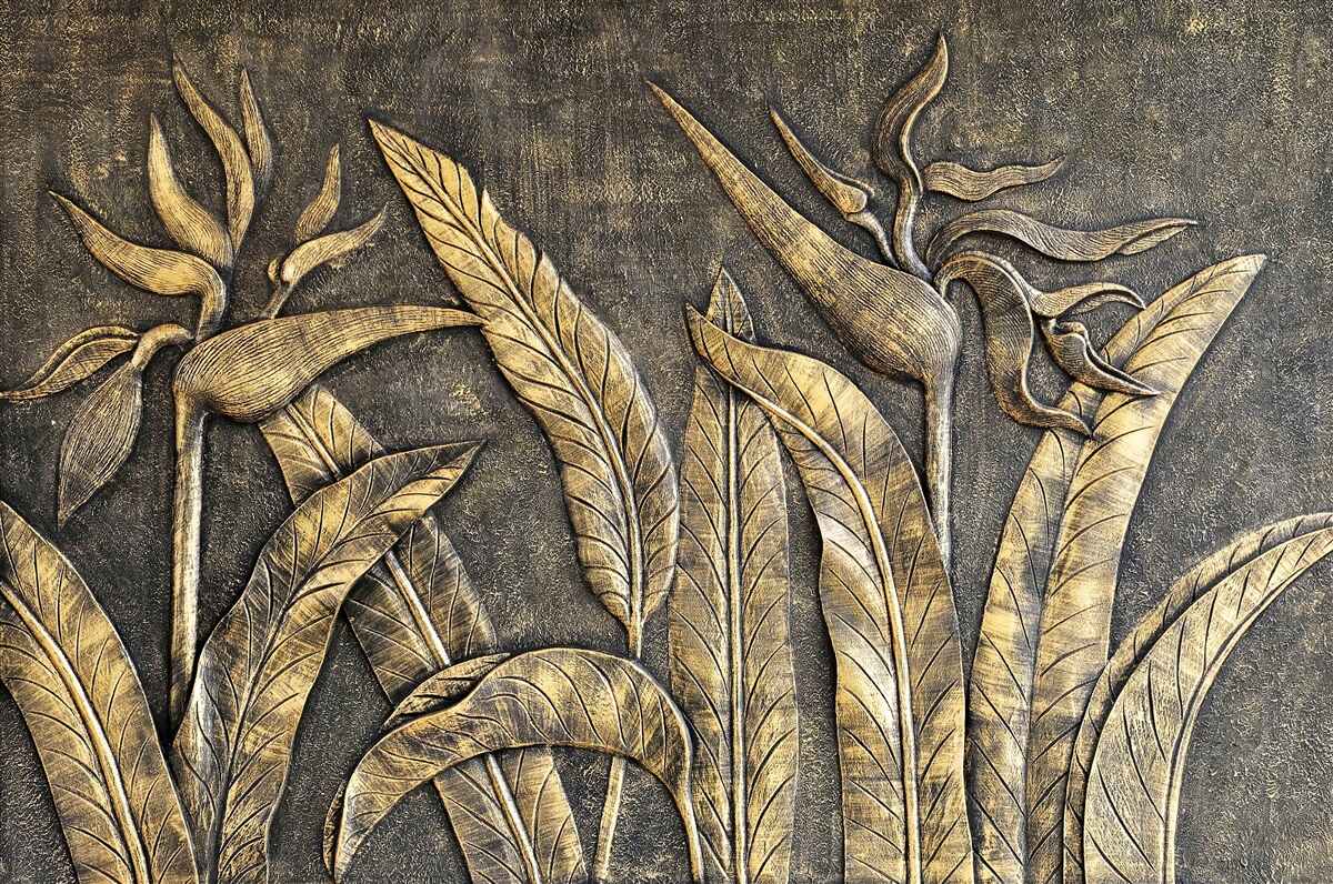 Fotobehang Texturen van tropische flora in bruine tinten