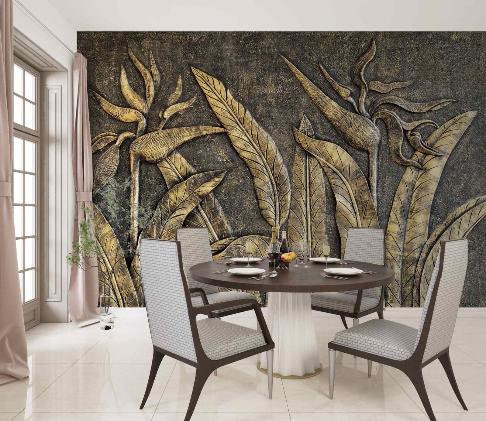 Fotobehang Texturen van tropische flora in bruine tinten