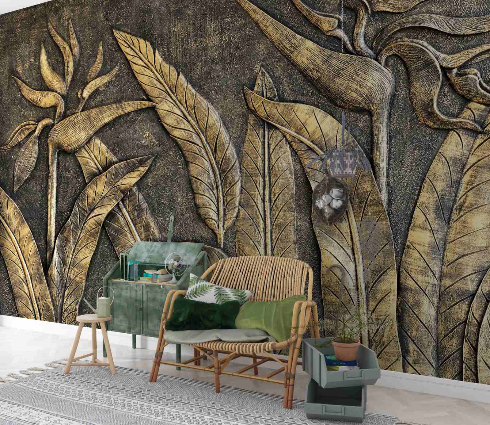 Fotobehang Texturen van tropische flora in bruine tinten