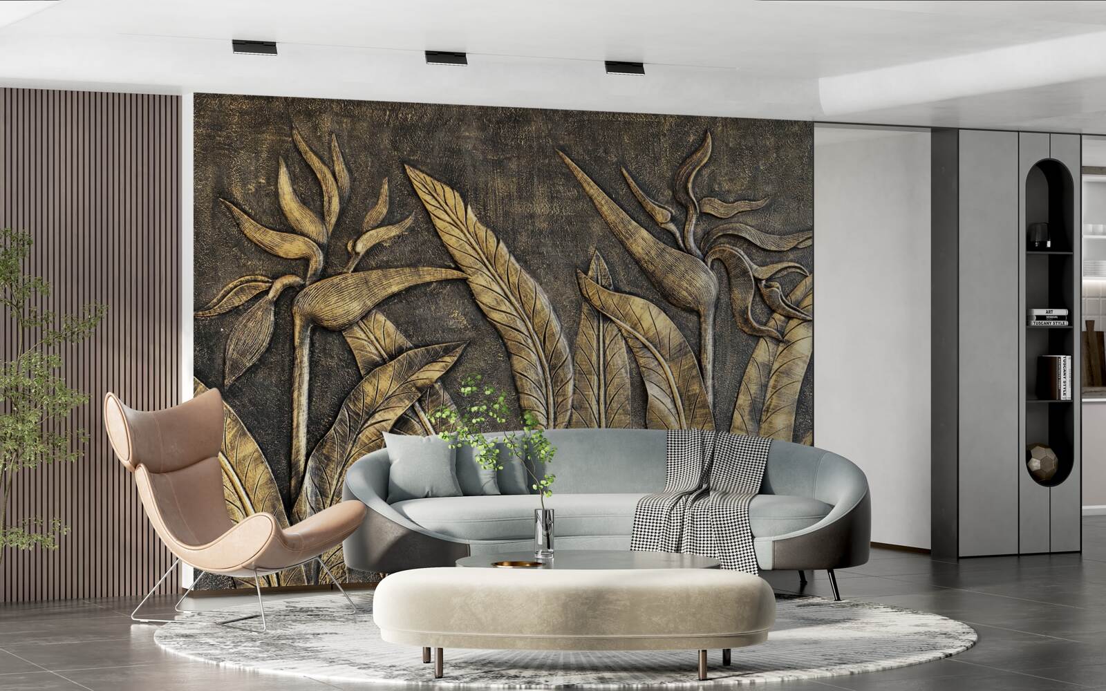 Fotobehang Texturen van tropische flora in bruine tinten