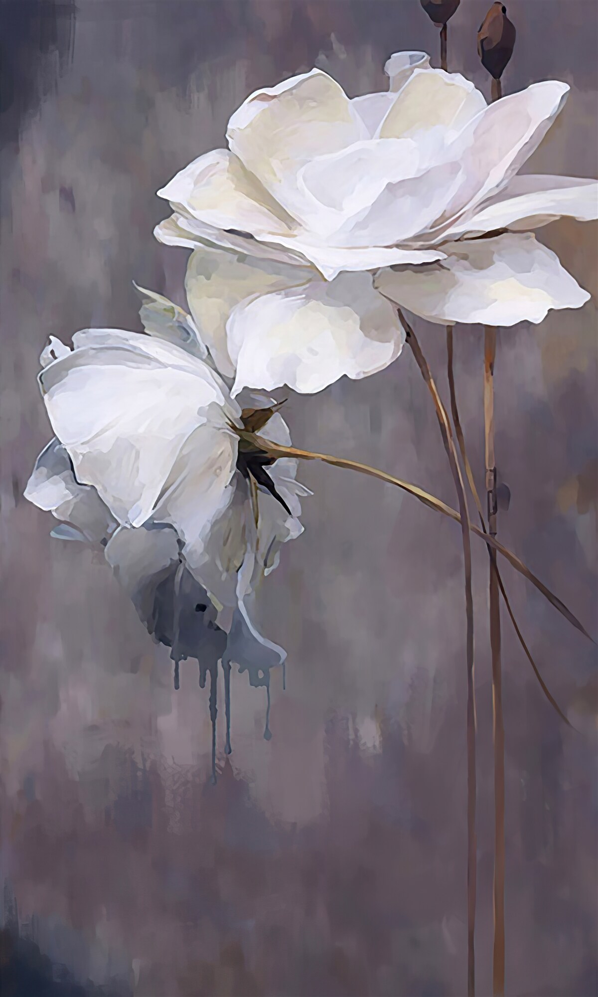 Fotobehang twee grote witte bloemen