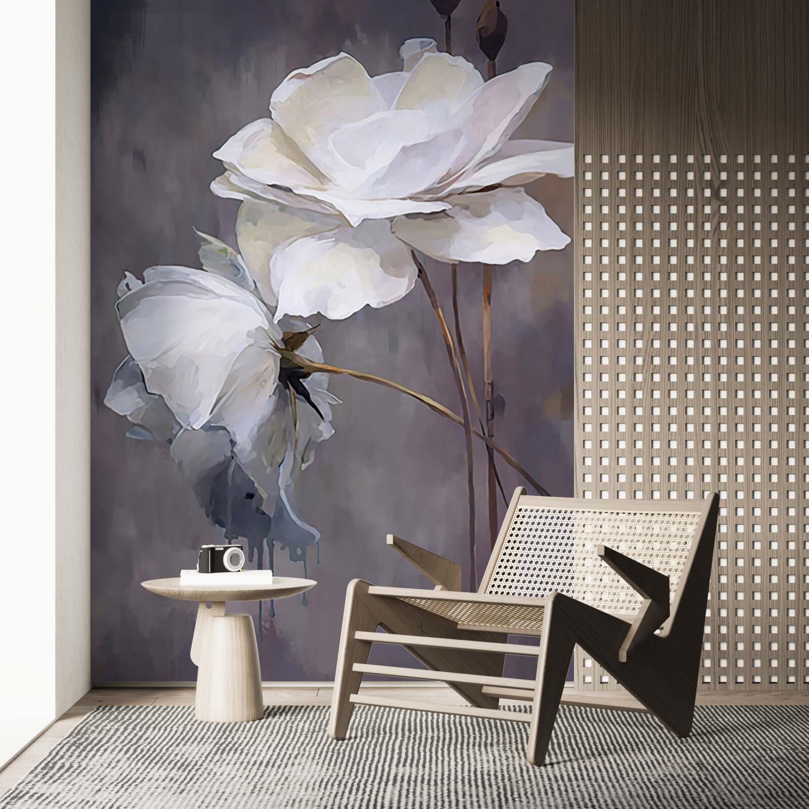 Fotobehang twee grote witte bloemen