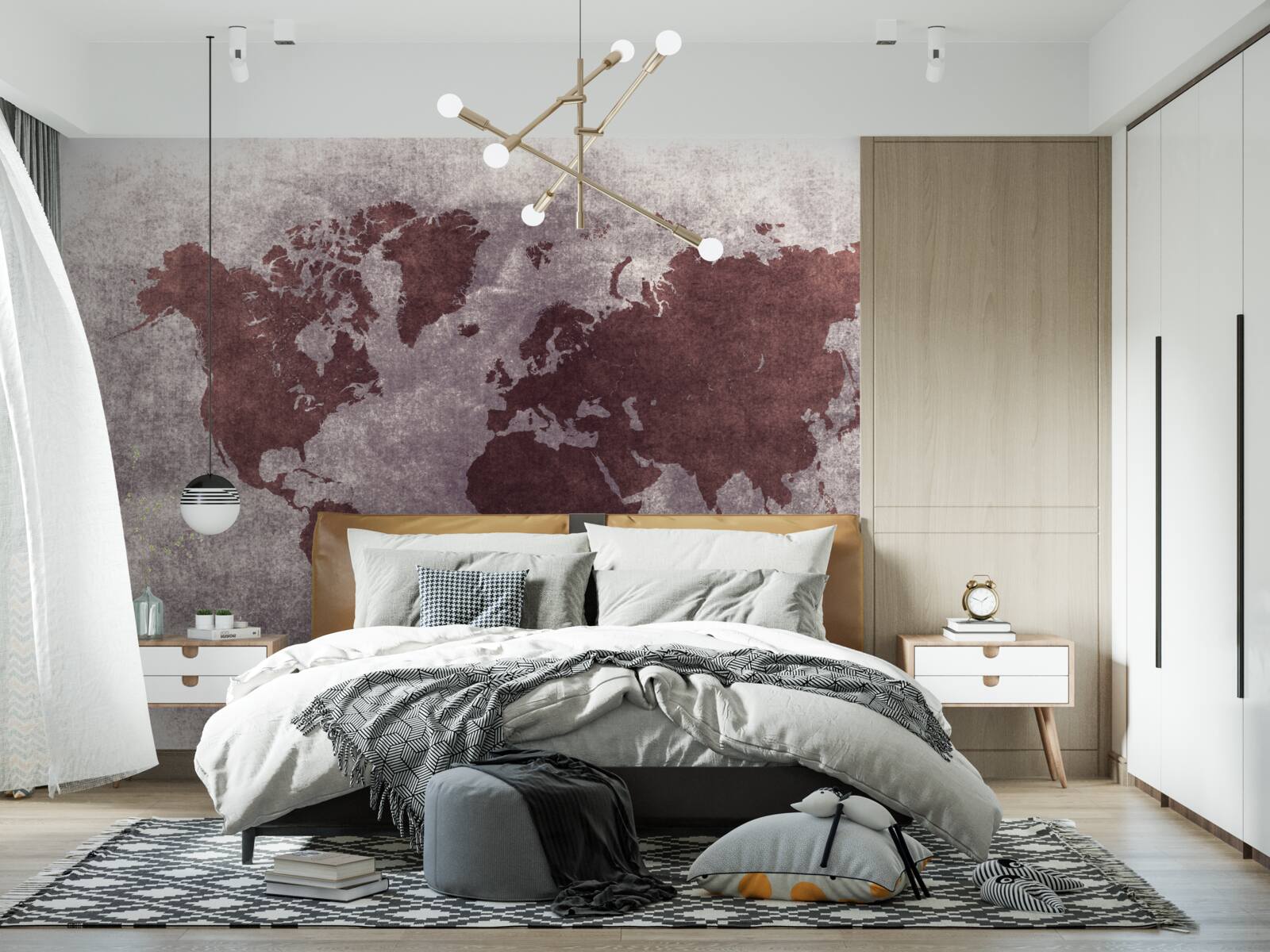 Fotobehang tussen wereldkaarten