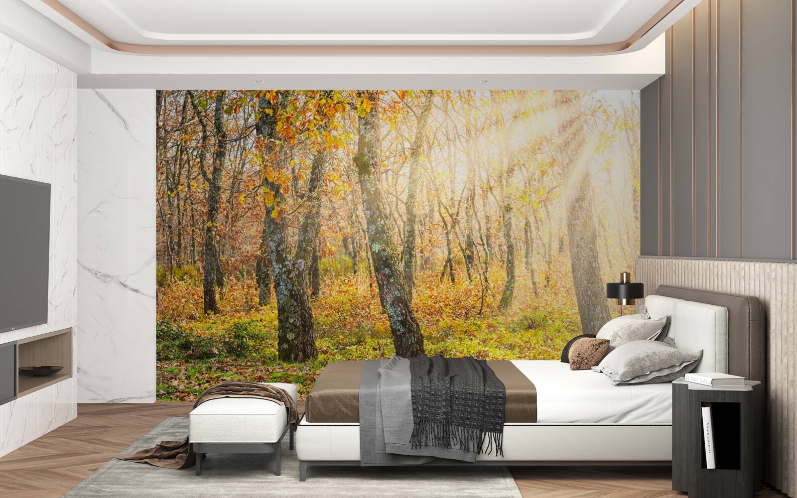 Fotobehang Dageraad in het herfstgewas