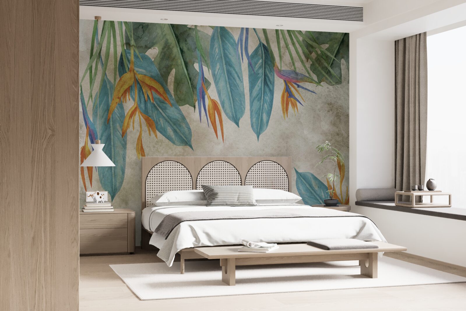 Fotobehang ongewone tropische bladeren