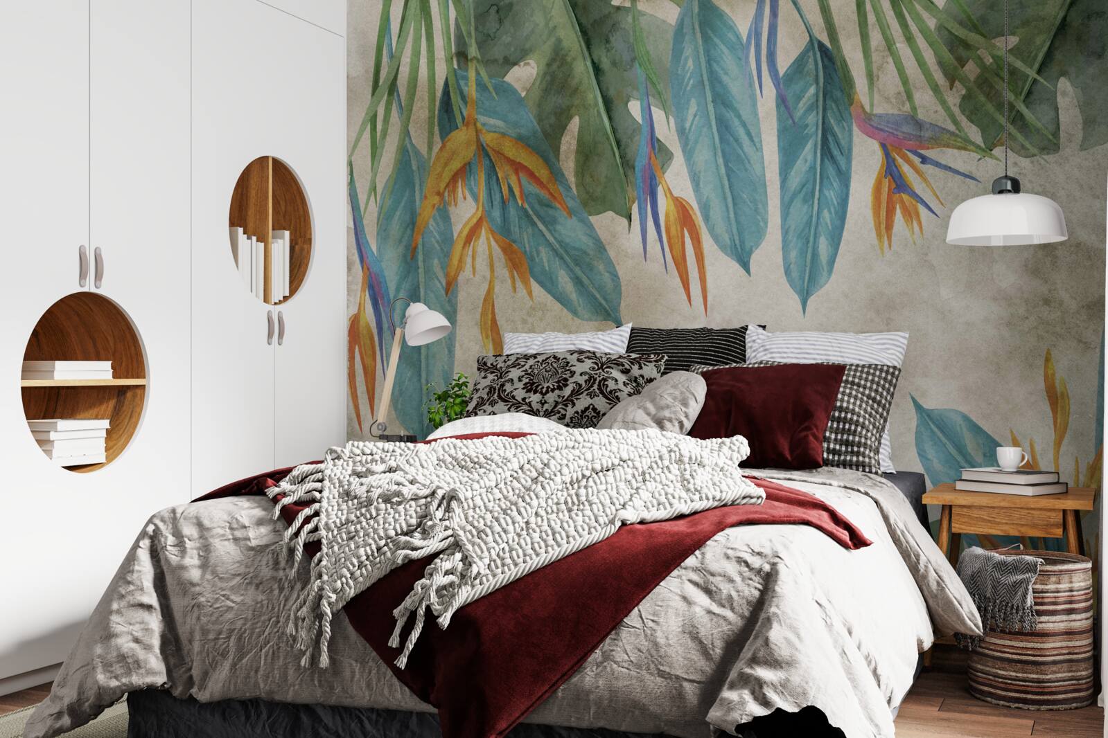 Fotobehang ongewone tropische bladeren