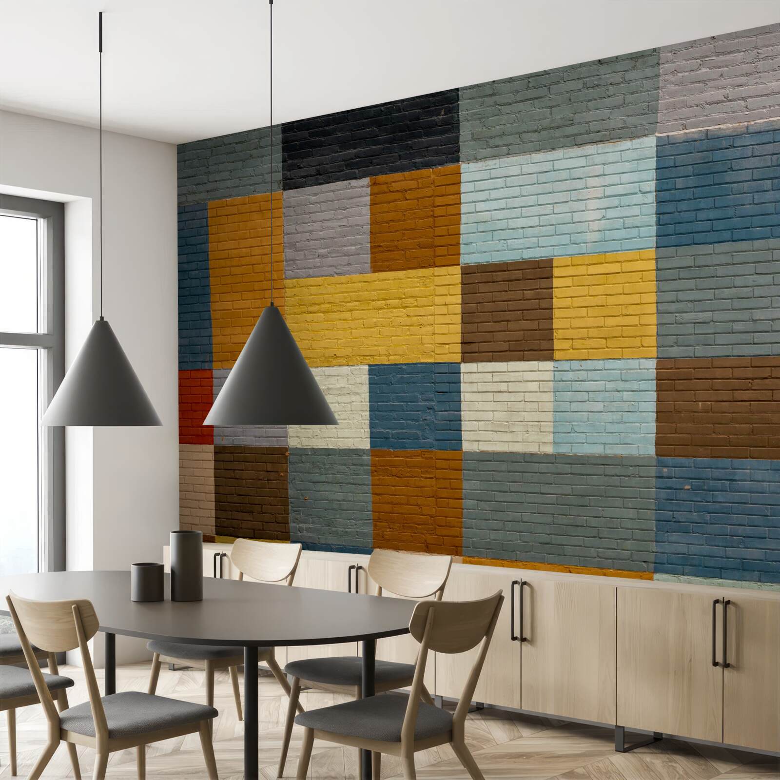 Fotobehang rechthoekige vormen in kleur