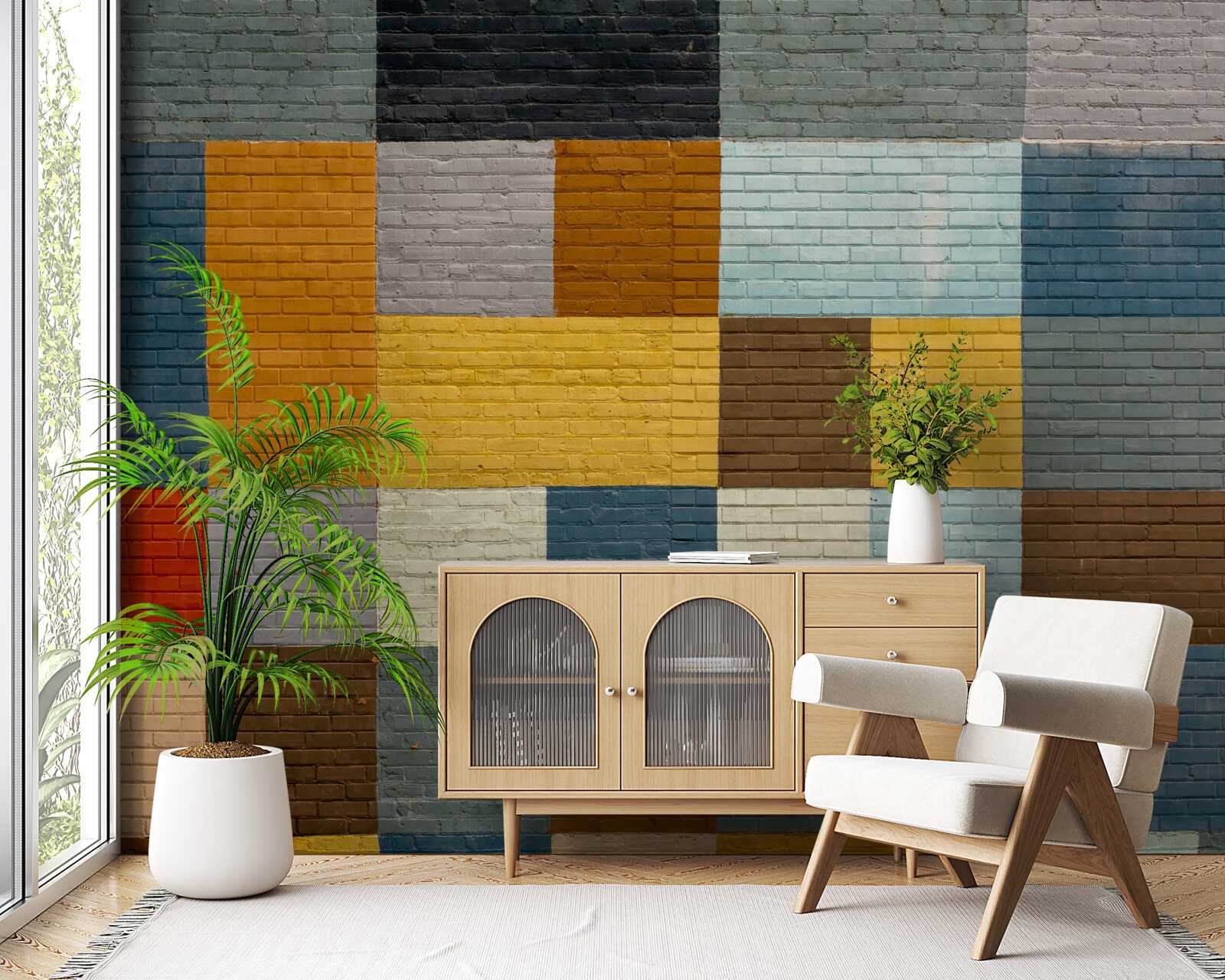 Fotobehang rechthoekige vormen in kleur