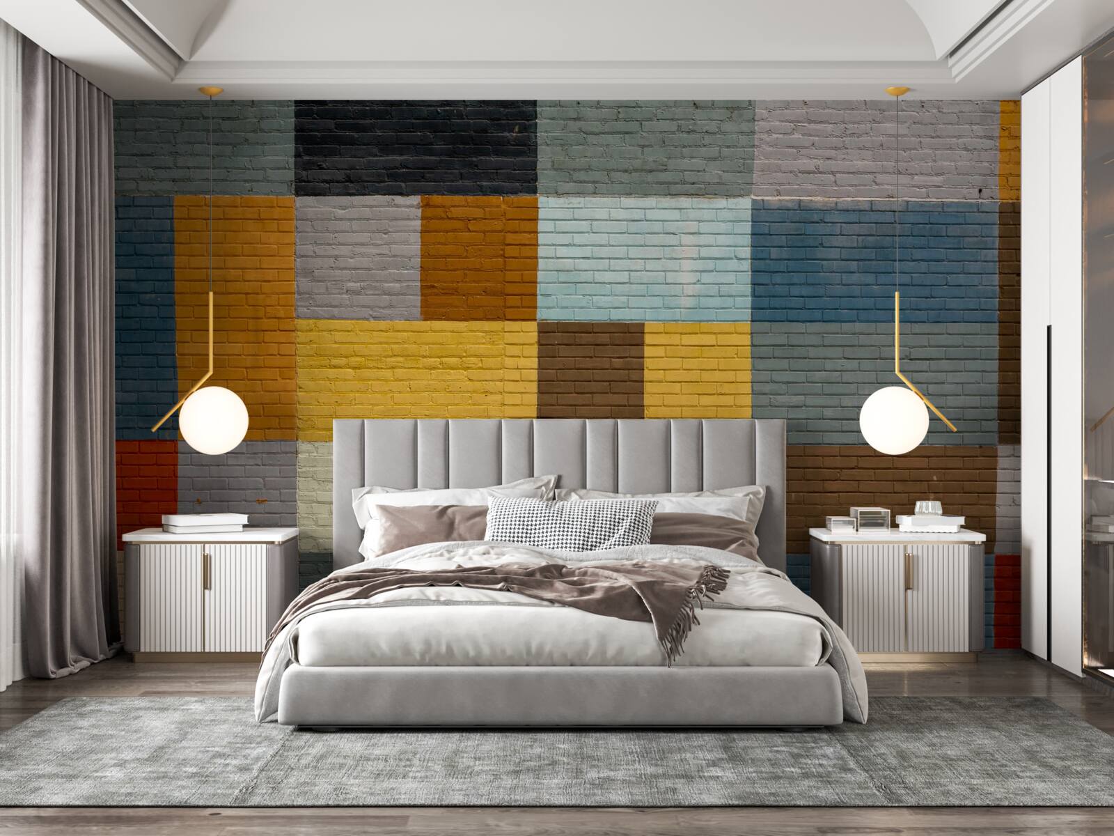 Fotobehang rechthoekige vormen in kleur